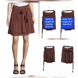 Apiece Apart Baja Ripple-Print Tassel-Tie Skirt Size 4